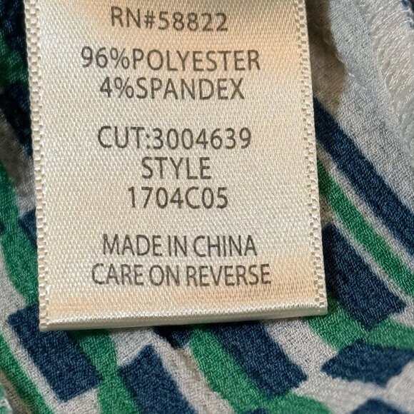 Max Studio Pants Womens Medium Green Geometric Bubble Crepe Side Border Mid Rise - Picture 6 of 9